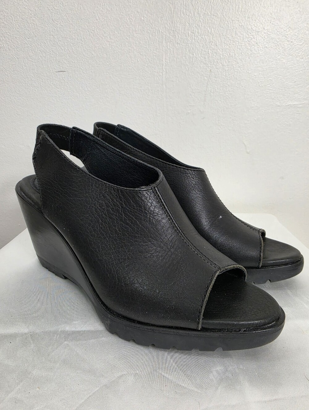 Sorel Black Open-Toe Slingback Wedge Sandals